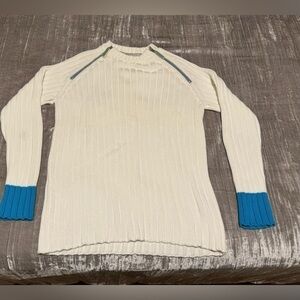 Vintage Versace Jeans Couture White Long Sleeve Zip Pullover Knit Sweater Mens S